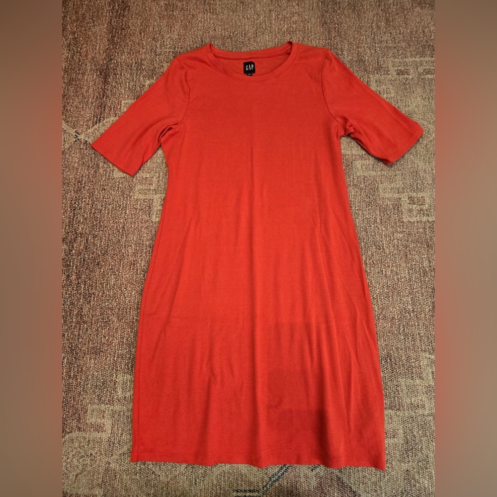 Gap red shirt sleeve stretch cotton jersey knit tee shirt dress size large